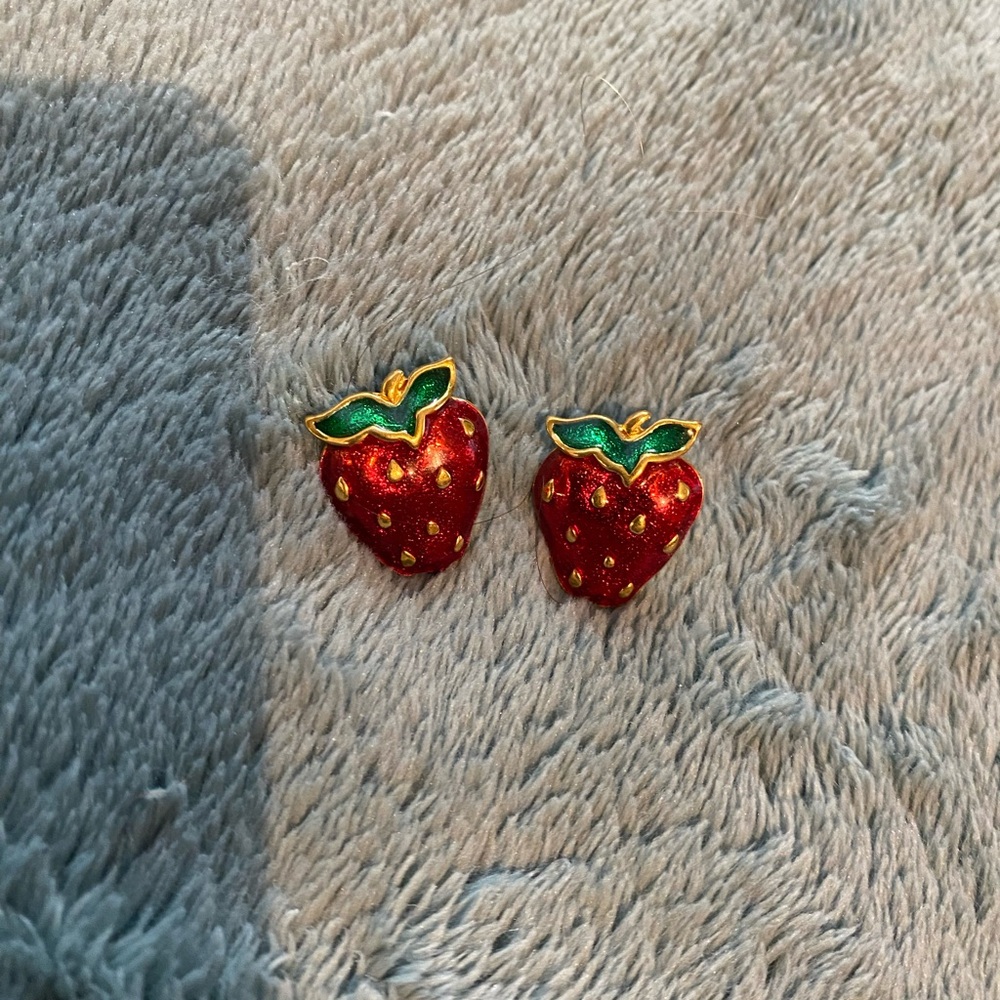 Avon Red and Green Strawberry Earrings